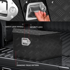 DNA MOTORING Trailer Tongue Box, Lockable Aluminum Truck Bed Tool Box, 26" X 11" X 12", Black, TBOX-T5-011-BK