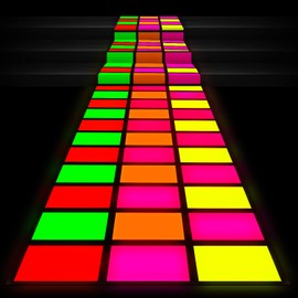 118 x 39 Inch Neon Dance Floor Light up Glow in The Dark DIY Plastic Dance Floor Neon Carpet Runner for Neon Outdoor Birthday Party Supplies Wedding Favors (1 Pcs)