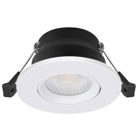 Bright Source All in One Switchable Wattage 5w/8w TILT LED Downlight - 4 Light Colours - 2700K 3000K 4000K 6000K Warm Cool Daylight White - White Bezel IP65 Fire Rated Dimmable Spotlight