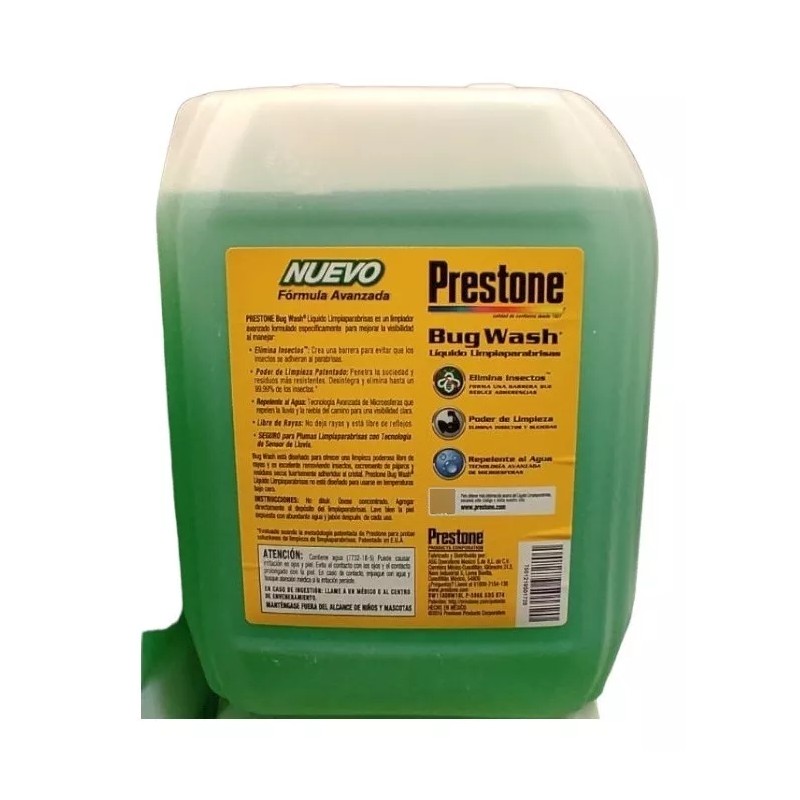Bug Wash Limpiaparabrisas Prestone Bug Wash Formula Avanzada 10lts