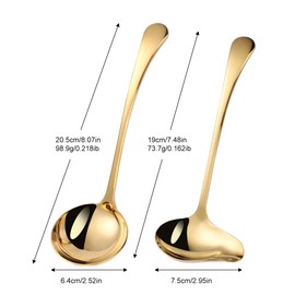 Mafier 1-Piece Sauce Ladle and 1-Piece Gravy Ladle, 18/10 Stainless Steel, Dishwasher Safe(Gold)