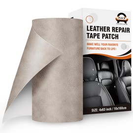 Leather Repair Patch Self Adhesive, 4X63 inch Leather Repair Kit for Furniture, Leather Repair Tape for Car Seat, Sofa, Couch, Chair, Handbag, Recliner (Retro Grey)