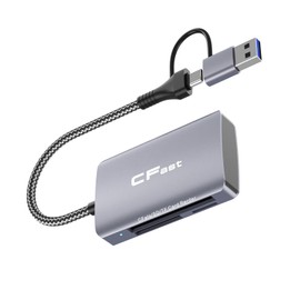 Xingbaichen CFast 2.0 Card Reader, USB 3.0 or USB C Port, 3-in-2 CFast Card Reader Portable Aluminum CFast Memory Card Adapter, Compatible with: Windows/Mac/Linux/Android/ChromeOS, etc (3in2)
