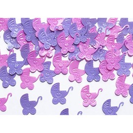 Konfetti Kinderwagen 18x19mm 15g - Party Dekoration für Baby oder Kindergeburtstag - Babyparty Tischdeko Mädchen - Tischkonfetti Streudeko - Confetti - Rosa Lila