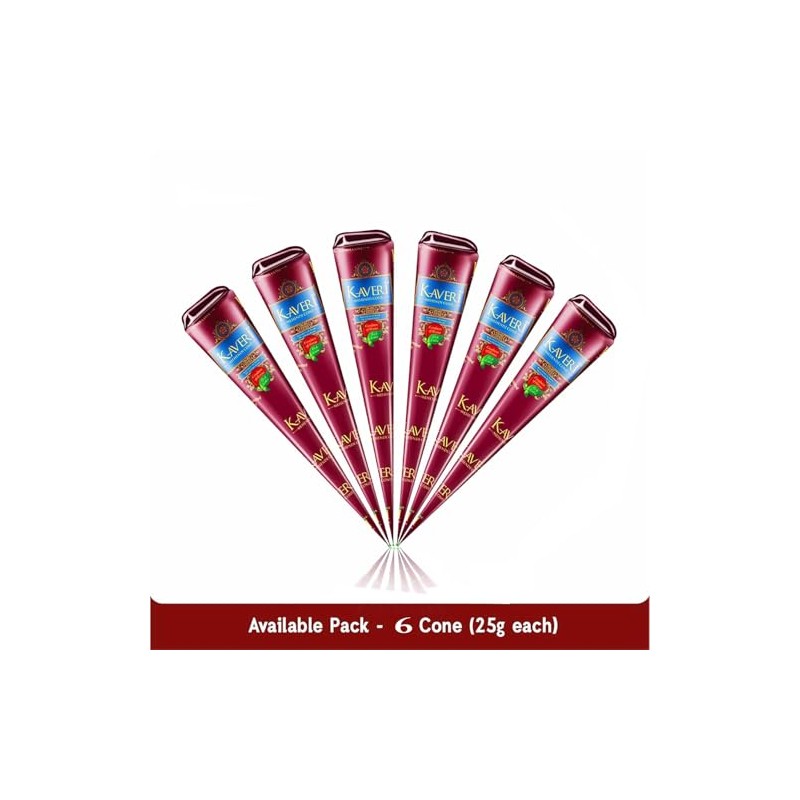 6 x Dark Brown Mehndi All Natural Body Art Organic