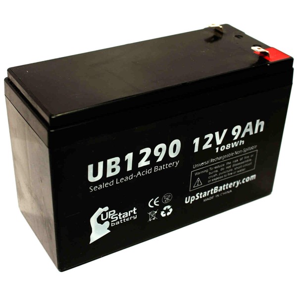 Replacement for Dynavolt 6FM65 Battery - Replacement UB1290 Universal Sealed Lead Acid Battery (12V, 9Ah, 9000mAh, F1 Terminal, AGM, SLA) - Includes Two F1 to F2 Terminal Adapters