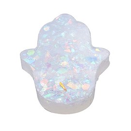 PH PandaHall 30pcs Resin Spacer Beads Hamsa Hand Beads with Hole GhostWhite Dyed Palm Loose Bead for Bracelet Necklace Jewelry Making 14x12x3mm, Hole 1mm