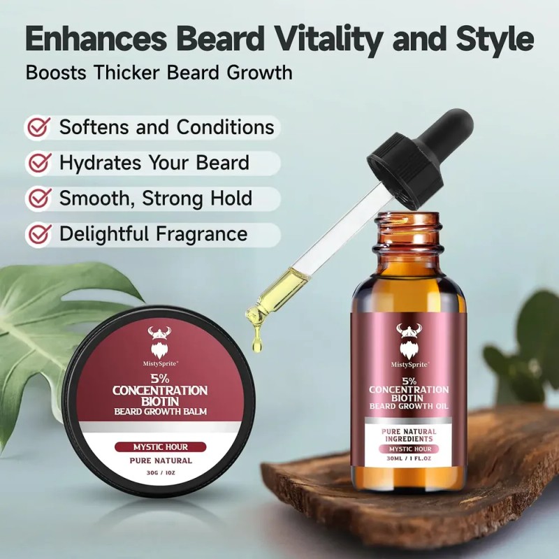 Kit De Crecimiento De Barba Y Bálsamo Para Barba, Kit