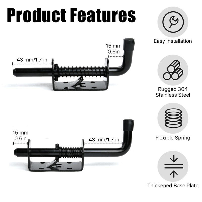 6 Pcs Barrel Bolt Latch Pin, 5 Inch Spring Loaded