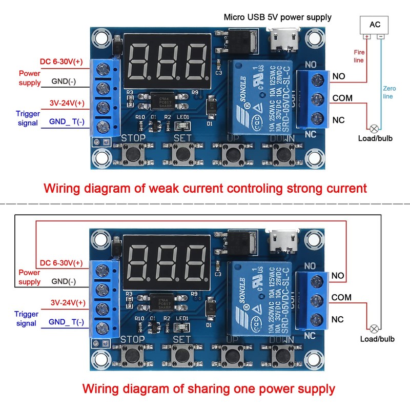 DIANN 2pcs DC 6V-30V Timer Relay Module Trigger Cycle Delay