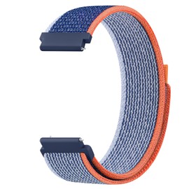 Nylon Strap for Garmin Venu SQ/Sq 2 Music/Venu 2 Plus/Vivoactive 3/3 Music Strap for Women, Stretchy Adjustable Nylon Loop Braided Replacement Band Men (Blue orange)