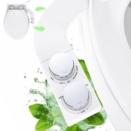 Toilet Bidet With Left/Right Side Reversible Design, Fresh Water, Non-Electric, Toilet Bidet Attachment, Right/Left Hand Side with Dual Nozzle, Self-Clean, Easy to Install (Chrome Knob)