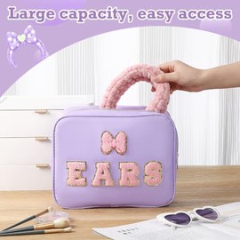 Travel Makeup Organizer, Compact Lightweight Accessory for Travel and Daily Use - Hillban Ears Headband Holder Hair