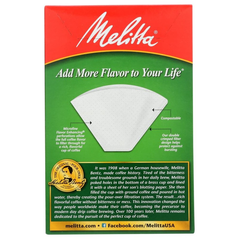 Melitta Cone Coffee Filters, White, No. 4, 100 Count (Pack