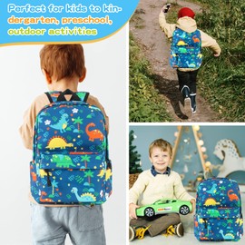 Jarler Kids Backpack Boys Dinosaur Large Backpack Back to school Toddler Boy Backpack Children's School Bag Rucksack Preschool Kindergarten Toddler Canvas Backpack (L, Blue Dinosaurs)