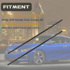 Ricmjend 2Pcs Left&Right Weatherstrip Window Moulding Trim Seal Belt Compatible with Honda Civic Coupe 2D 2006-2011 Car Outer Door Seal Belt Replaces# 72410-SVA-A01ZA 72450-SVA-A01ZA