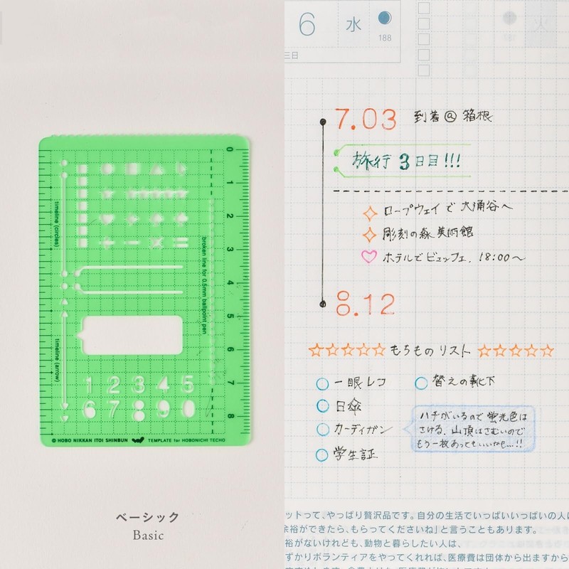Hobonichi Template Stencil Basic Number Symbol Acrylic Compact Size Japan