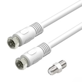 Coaxial Cable, 6ft RG6 Coax Cable White F Male to Male Connector Cord 75 Ohm with Coax Female to Female Coupler Adapter UIInosoo for AV, Cable TV, Antenna and Satellite