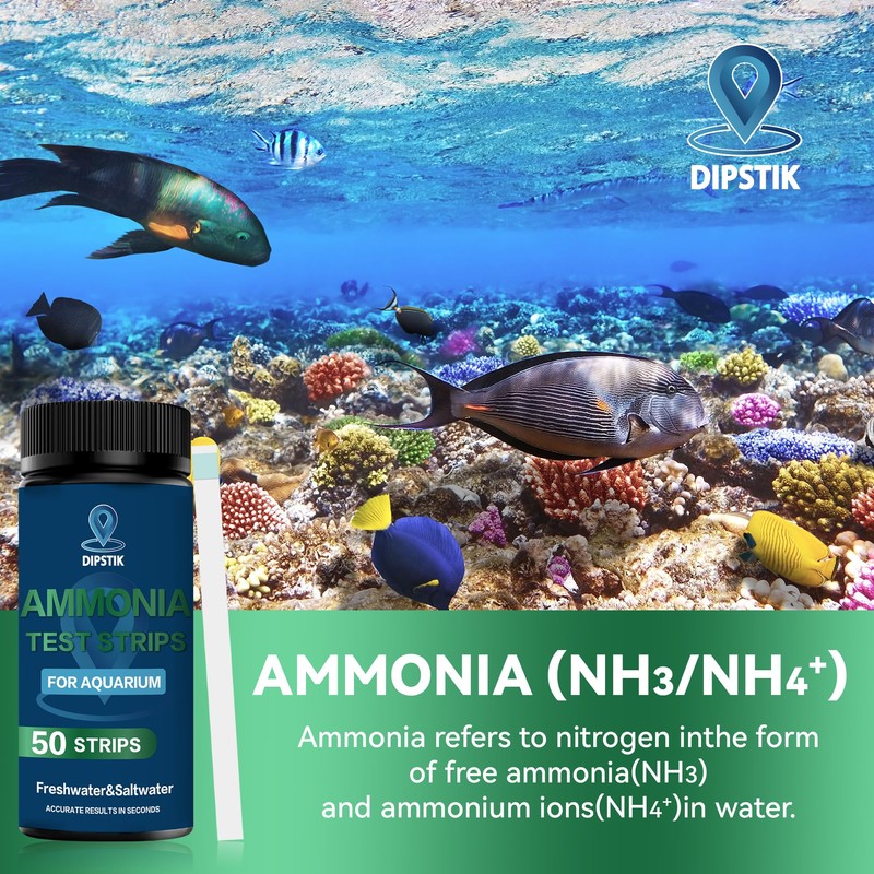 DIPSTIK Ammonia Test Strips for Fish Tank,Feshwater & Saltwater Aquarium