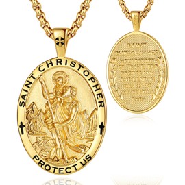 EUDORA Harmony Ball 925 Sterling Silver St Christopher/St Michael/St Benedict/St Jude/Virgin Mary/St Gabriel/St Anthony Necklace for Men and Women, Religious Protection Amulet, Sterling Silver
