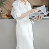 [Family Storage] 100% French Linen Material-focused Long Apron Covers the