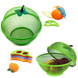 Wicker Fruit Tray -Handled Wicker Fruit Basket, Wicker Fruit Bowl, Wicker Bread Basket, Decorative Woven Table Piece (Green Fruit Basket)