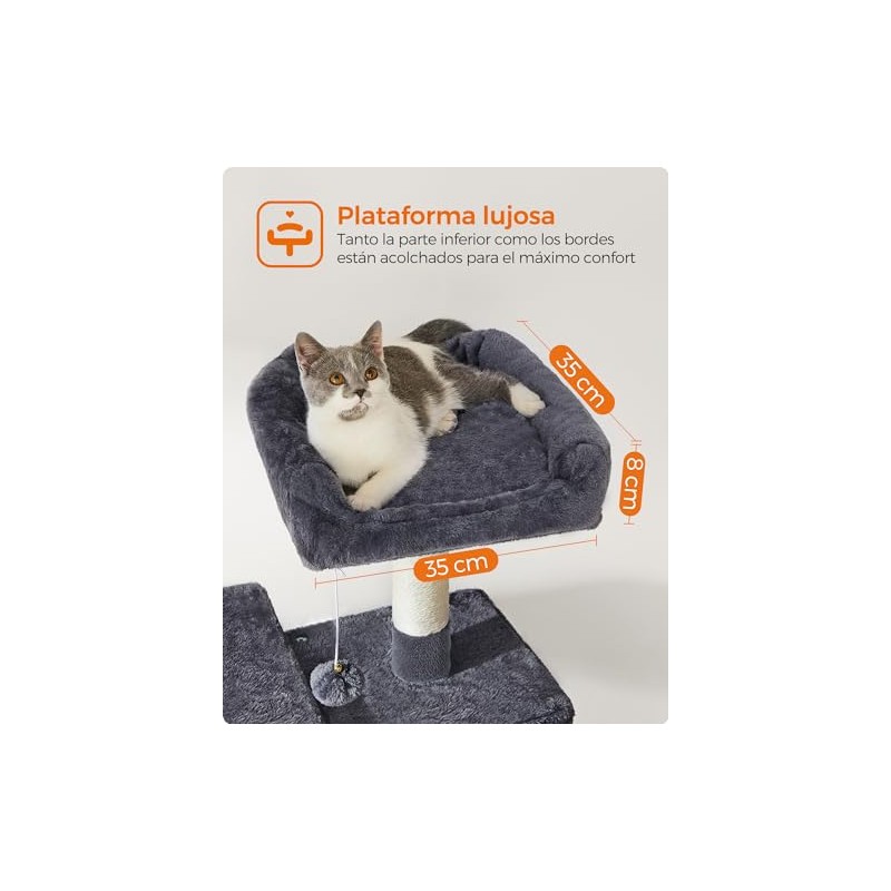 Feandrea Árbol para Gatos, Altura 137.7 cm, 4 Postes, 2