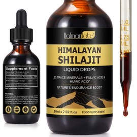 Shilajit Liquid Drops, 100% Pure Shilajit with Fulvic Acid and Minerals, High Potency Himalayan Shilajit Drops, High Strength Himilayan Shalajit Resin for Men and Women-60ML