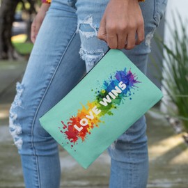 Love Wins rainbow Toiletry Bag | LGBTQI+ Pride Rainbow Colours Slogan Gift