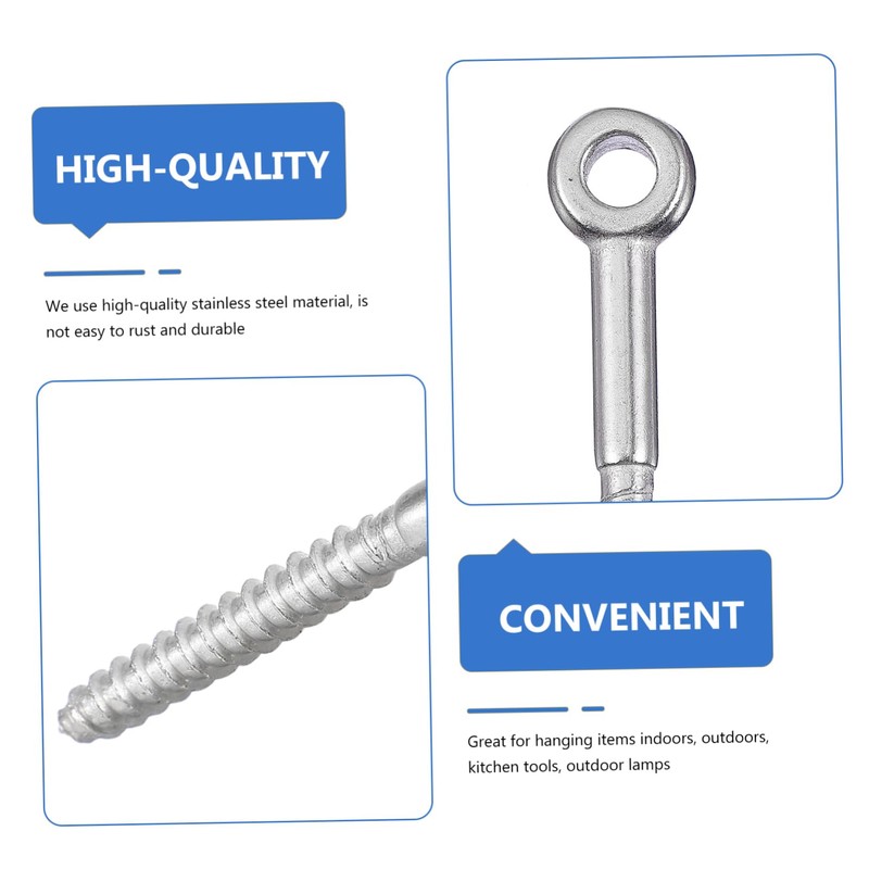 Hohopeti 6pcs Heavy Duty Eye Bolt Screws Set Self-Tapping Wood