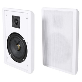 Universal Pair Rockville RockSlim White Front+Rear Surround Sound Shallow On-Wall Speakers