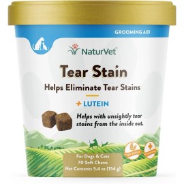NaturVet Tear Stain Helps Eliminate Tear Stains Dogs & Cats 70 Soft Chews