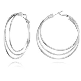 FUNTE Hoop Earrings Gold/Silver Women's Earrings Gold Hypoallergenic Hoop Earrings Silver 925 Plated for Women Girls