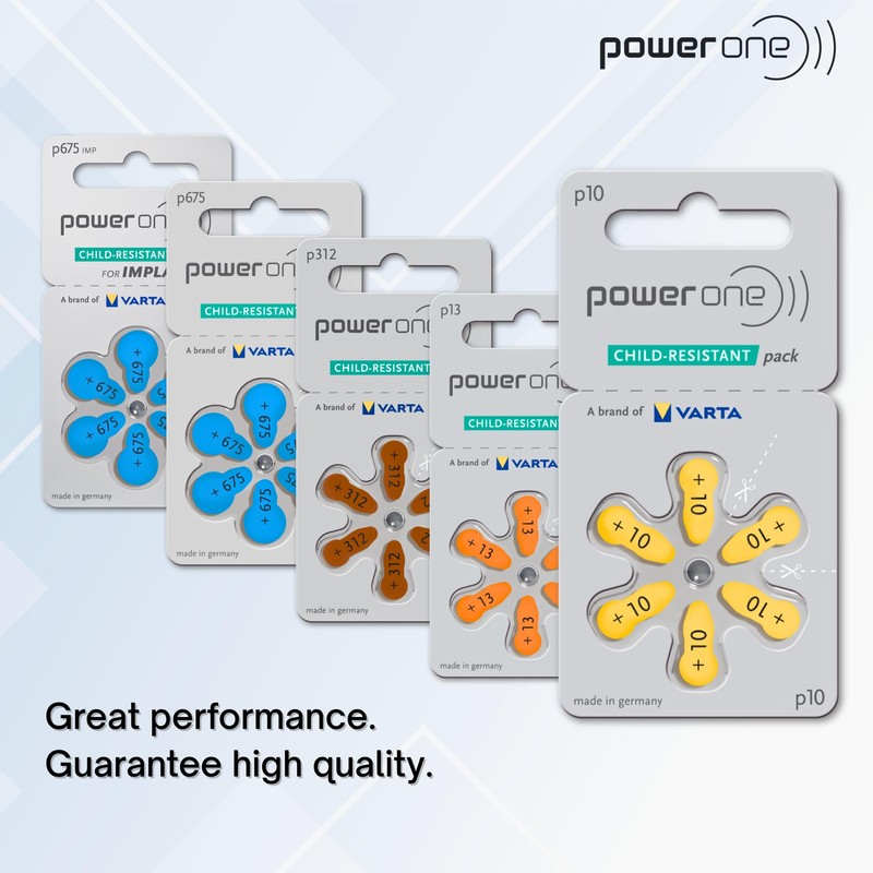 PowerOne Size 10 Hearing Aid Batteries - 50 x 6