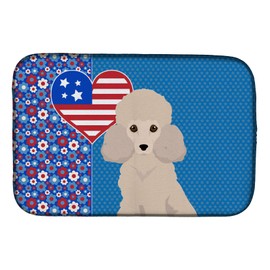 Caroline's Treasures WDK5274DDM Toy Cream Poodle USA American Dish Drying Mat Absorbent Dish Drying Mat Pad for Kitchen Counter Dish Drainer Mat for Countertop, 14 x 21", Multicolor