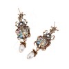Vintage Bug Insect Beetle Dangle Earrings Abalone Shell Crystal Pearl