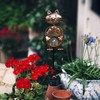 KAIXOXIN Garden Solar Lights Metal Cat Crackle Glass Globe Stake