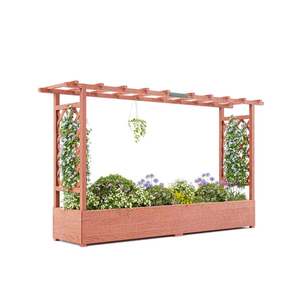 Arched Trellis Garden Planter with Hanging Roof - Elevated Wooden