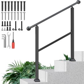 ORWOD 3-Step Outdoor Stair Railing, Adjustable Handrails for Outdoor Steps