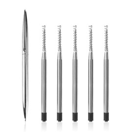 1 Stainless Steel Roller and 5 Refills, Business Roller, Writing Instruments, Stylish and Simple Gel Pens