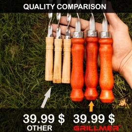 Grillmer Premium BBQ Skewers with Wooden Handles 23.6" Shish Kabob Skewers Stainless S...