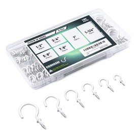 EIENHOSHI 105 Pcs Screw Hooks, 6 Sizes White Cup Hooks, Screw Hooks for Hanging, Metal Cup Hooks Screw in (1/2", 5/8", 3/4", 7/8", 1'', 1-1/4")