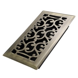 Howeall 4x8 Inches Heavy Duty Walkable Floor Register - Easy Adjust Air Supply Lever Decorative Floor Vent Covers, Savannah Design Vent Covers for Home - Antique Brass