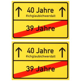40th Birthday Place Sign, Pack of 2, 1mm PVC, 30 x 20 cm, Joke Item for Birthday Gift, Birthday Surprise 40 Years Sign, Birthday Decoration, Funny Notice Sign Forty