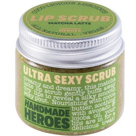 Handmade Heroes Matcha Latte Lip Scrub 1oz 100% Natural Vegan Skin Care Deep Conditioning Lip Scrub for Dry Lips with Jojoba Oil Avocado Oil - Natural Lightening Lip Exfoliator & Lip Plumper