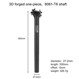 Bike Seatpost FOMTOR 27.2X 350mm Bicycle Seat Post Alumium Seatposts for MTB BMX Mountain Bike Road Bikes （Black）