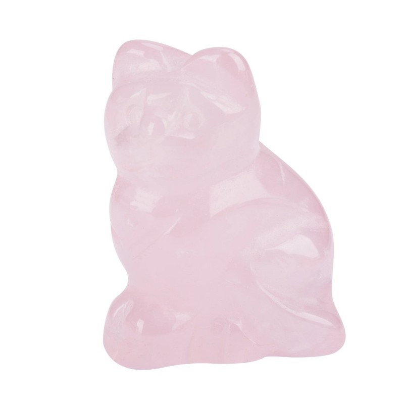 Hztyyier 1.38 inch Rose Quartz Carved Kitten Figures, Natural Crystal