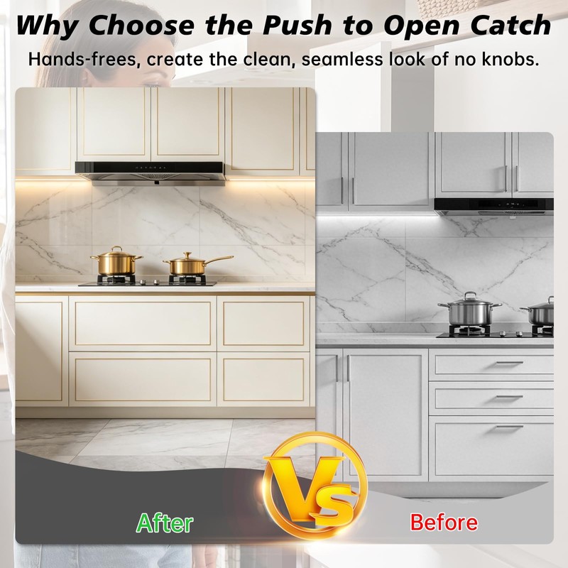 Magnetic Push Latch,Double Push to Open Cabinet Door Touch Latches,8