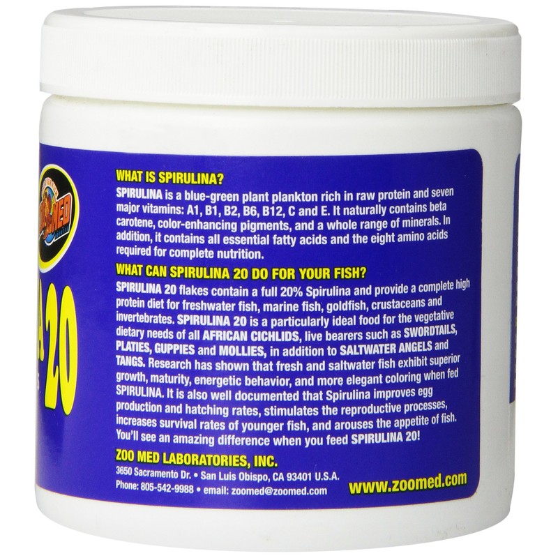 Zoo Med Laboratories AZMAFS1 Aquatrol Spirulina 20 Flake, 1-Ounce
