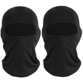 SUXEOTS Ski Mask, Balaclava & Neck Gaiter Face Mask for Men and Women, Face Cover for Cycling, Hiking, Traveling (2 Balaclava) Black